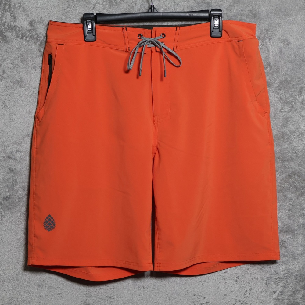 Stio Board Shorts Mens 34 Orange Eddy Hybrid Zippered Pockets Outdoor Beach